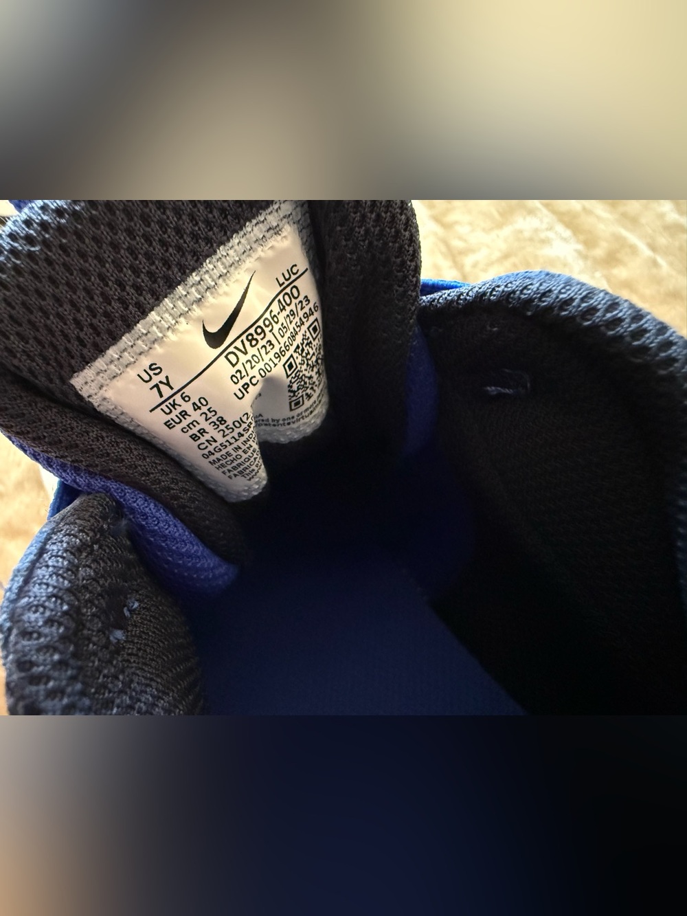 Nike Kids Royal Blue and White Strap Sneakers - Picture 7 of 7